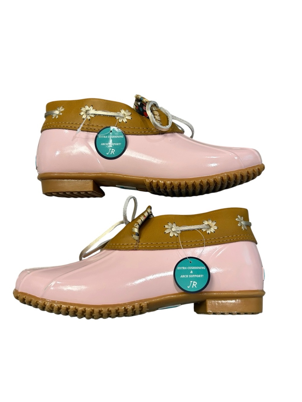 Jack Rogers Chloe Ankle Duck Pink Tan Women's Lace-Up Rain Casual Boots